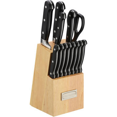 Classic 15-Piece Triple Rivet Cutlery Set with Wooden Block