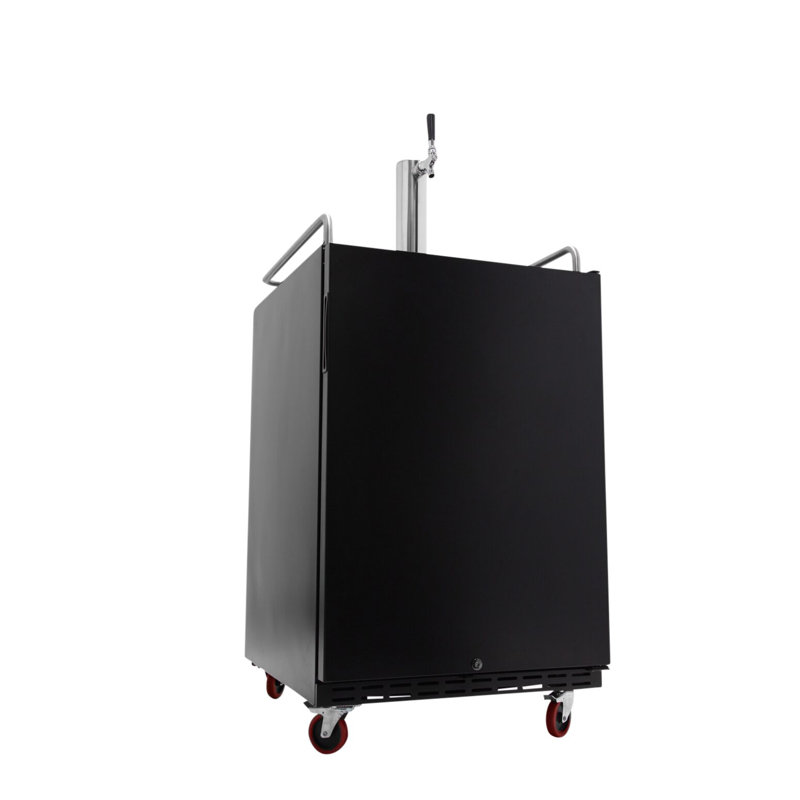 EdgeStar 6.62 Cubic Feet Single Tap Freestanding Kegerator with Door Lock and Adjustable Temperature, Black