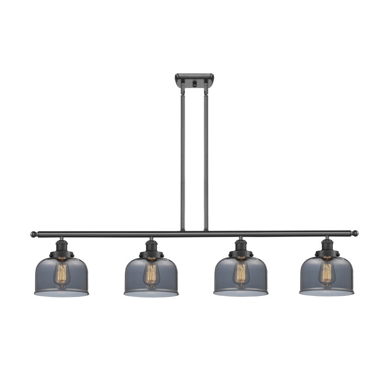 Bissonnette 4 - Light Kitchen Island Pendant, Matte Black, Plated Smoke, No Bulb Included