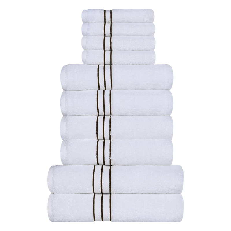 Hotel Turkish Cotton 10-Piece Towel Set, Ultra-Plush & Luxury Weight, Black