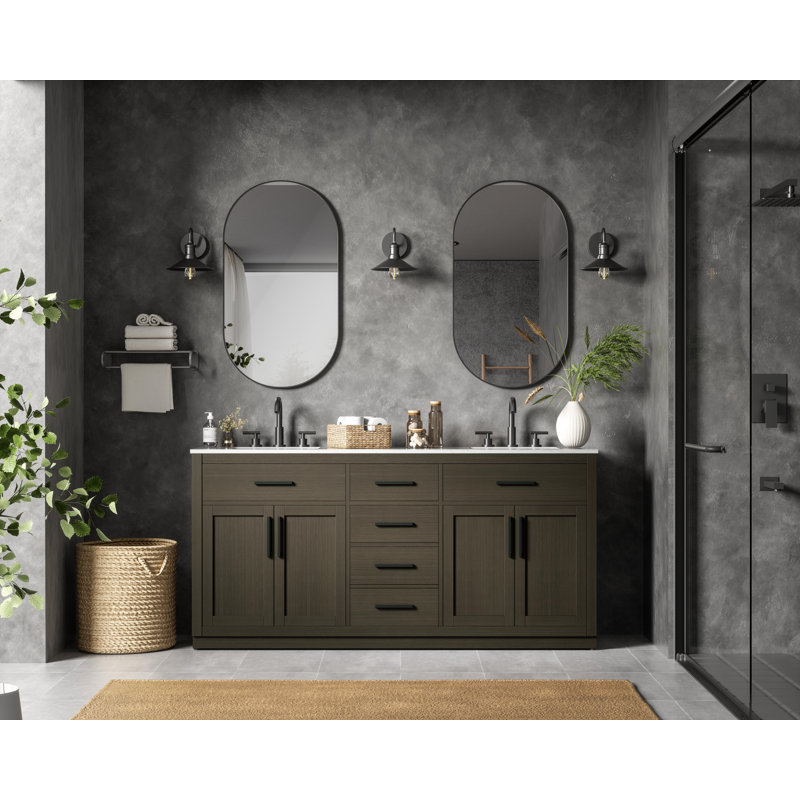 Ahner 72 inch Double Bathroom Vanity, Mocha Brown