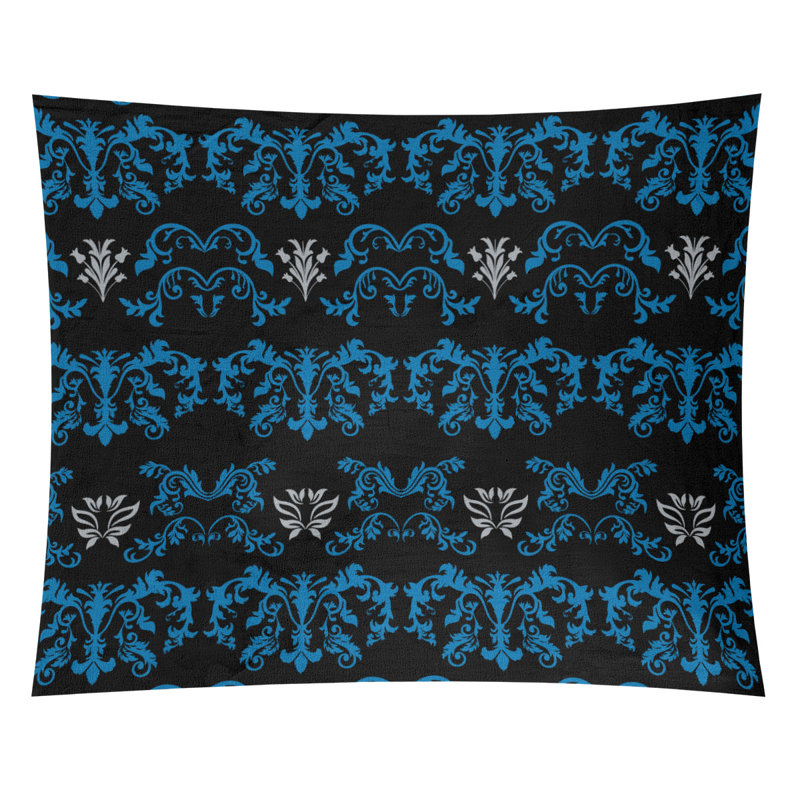 Tapisserie baroque en microfibre Detroit Football, H 51 po x l 60 po, Noir / bleu / gris