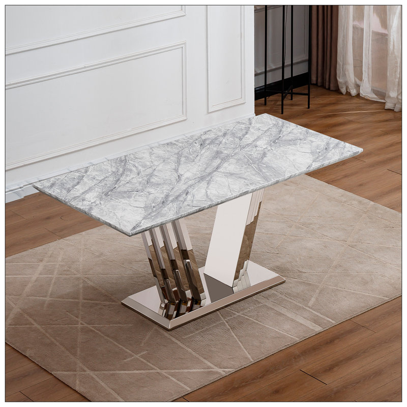 Table de salle à manger pour la cuisine, Argent argent, Gris