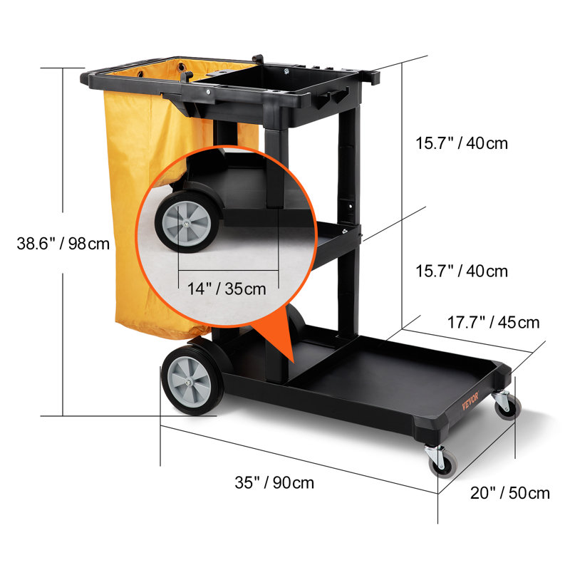 Chariot utilitaire avec roues, Noir, H 38 po x l 35 po x P 25 po