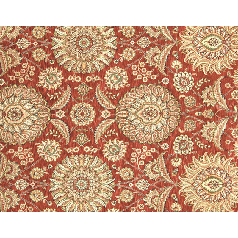 Hand Knotted Wool Area Rug in Rust And Light Green