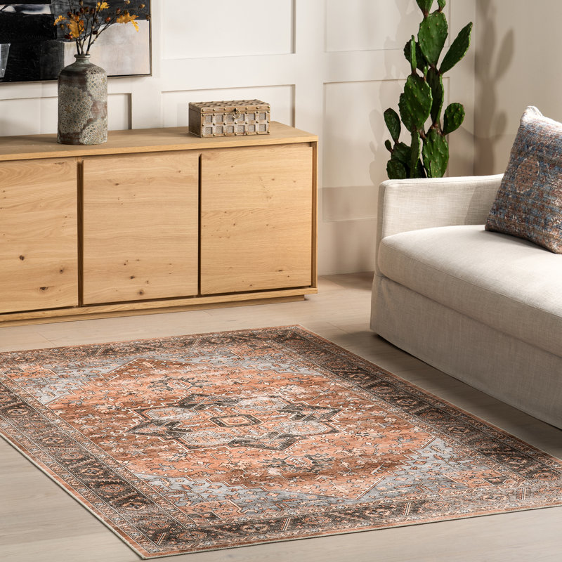 Wrenley Medallion SplashGuard Machine Washable Area Rug, Rectangle 5' x 8'