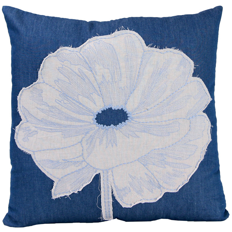 18" x 18" Indoor Throw Pillow, Poppy Denim