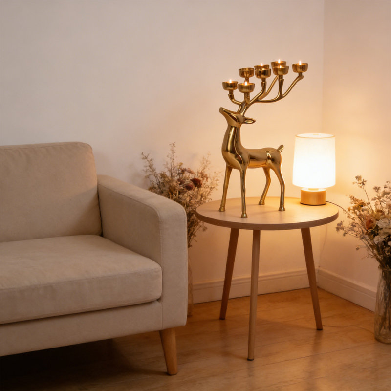 Bougie à thé en aluminium pour renne debout avec plateau à thé chaud