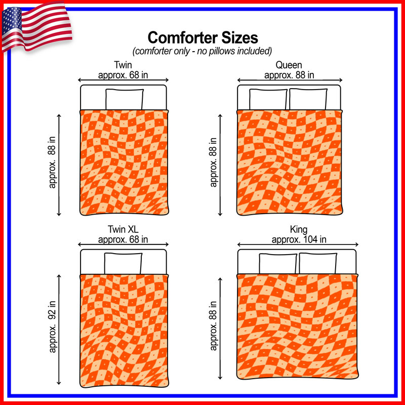 Orange Beige Checkered Comforter, Twin Extra Long