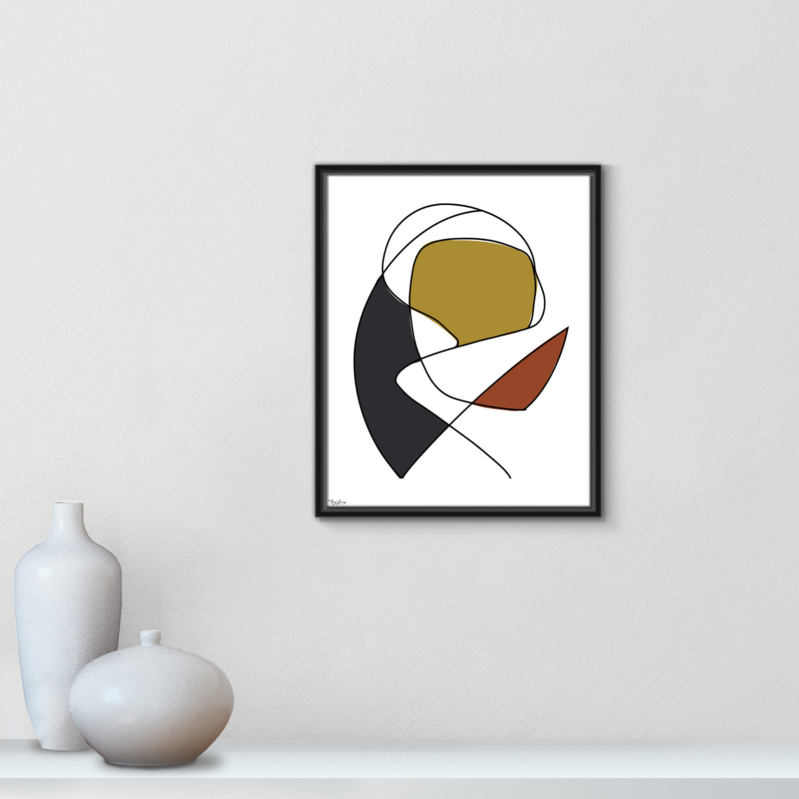 Paige "Abstract Tribeca 3" Print, Black, 21.5" H x 17.5" W x 2" D