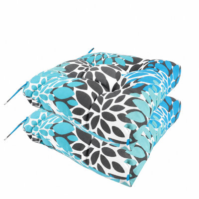 Ensemble de coussins de chaise d'extérieur comprenant 2 coussins de siège capitonnés avec attaches de 19 x 19 x 4 pouces, des coussins de chaise de patio imperméables pour les chaises de salle à manger, les meubles de jardin et d'extérieur