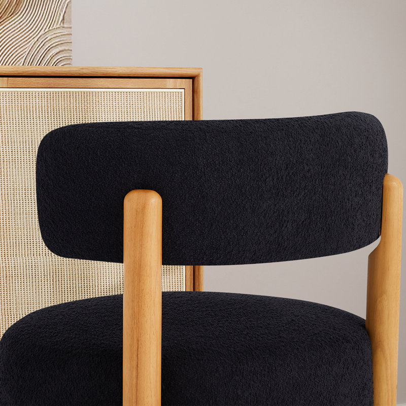 Chaise d'appoint moderne rembourrée avec base en bois, Noir