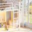 Lit superposé simple avec étagères et tiroirs de rangement, lit superposé en métal avec éclairage DEL, sans sommier, blanc-1019261298