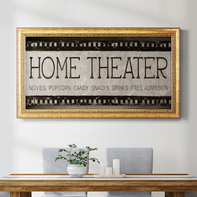 Home Cinéma - Cadre photo unique, art textuel sur toile, H 21 po x l 37 po x P 1,5 po