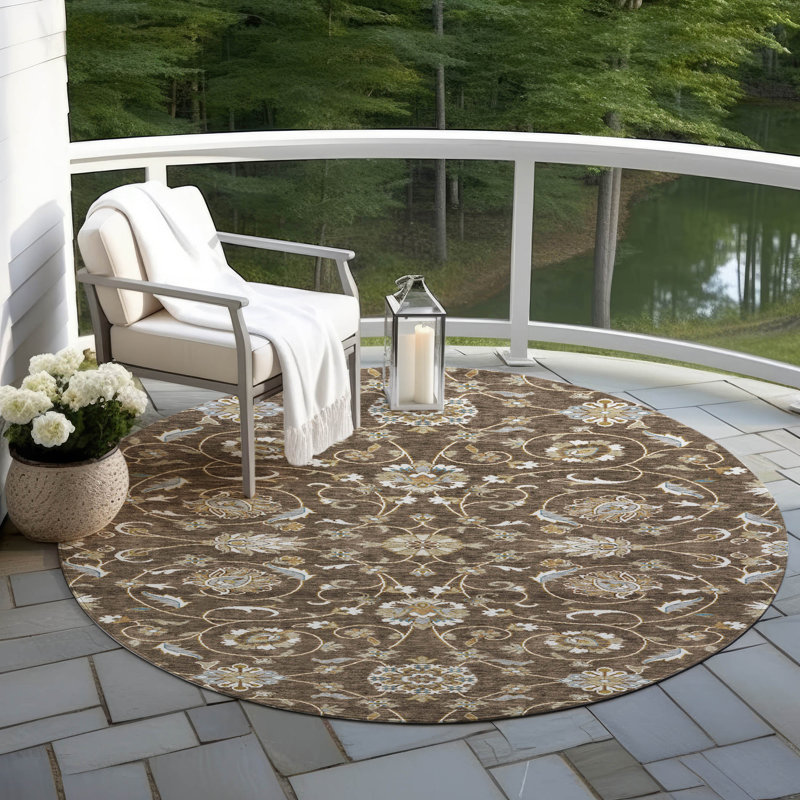 Tapis chocolat intérieur / extérieur lavable à la machine Cicel ACN1149, Rond 8 pi