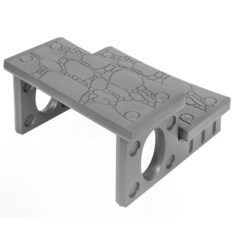 Gray Lightweight Polyethylene 2-Step Spa and Hot Tub Deck Steps