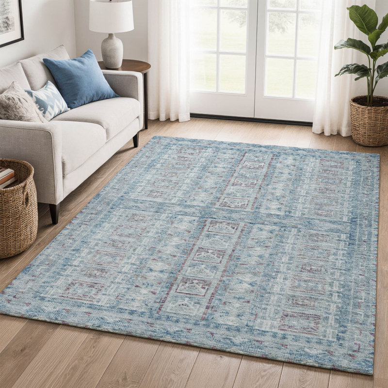 Premium Machine Washable Mayfield Striped Rug, Blue, 8' x 10'