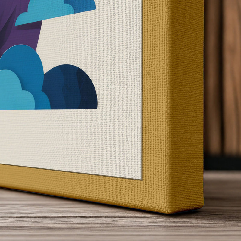 Stacked Birds Modern - Wrapped Canvas, 30x20 - 76.2 x 50.8 cm, Ochre Border