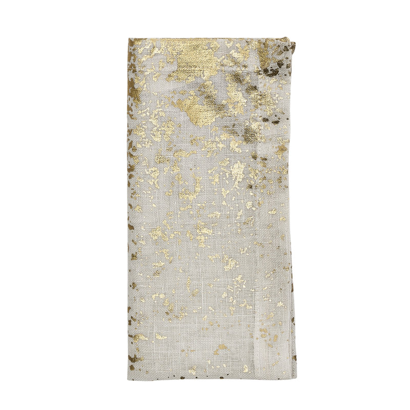 Metafoil Linen Napkin, White/Gold