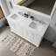 Meuble-lavabo double 60 po X P 22 po D, plateau en quartz blanc et ensemble de robinet-1693447883