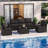 6 Pieces Outdoor Patio Furniture Set, With Cushions And Glass Coffee Table, Pe Rattan Outdoor Wicker Sectional Furniture Sofa Set-586410613