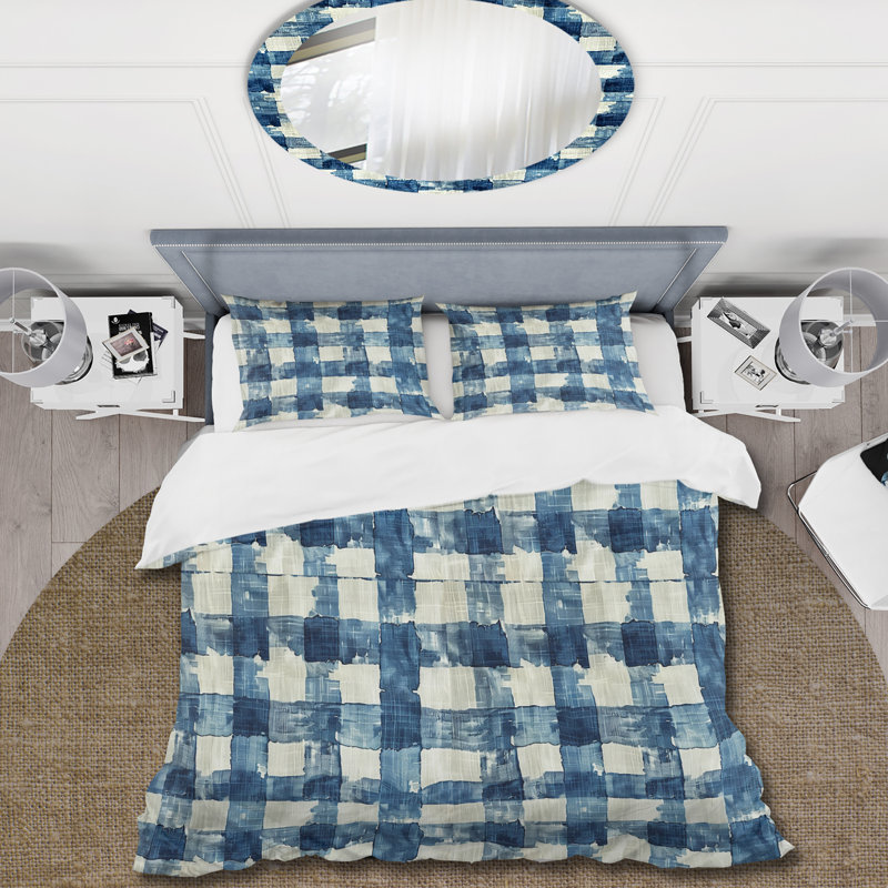 Ensemble de housse de couette Mid-Century Gingham II - Mid-Century, Housse de couette simple + 2 taies décoratives st