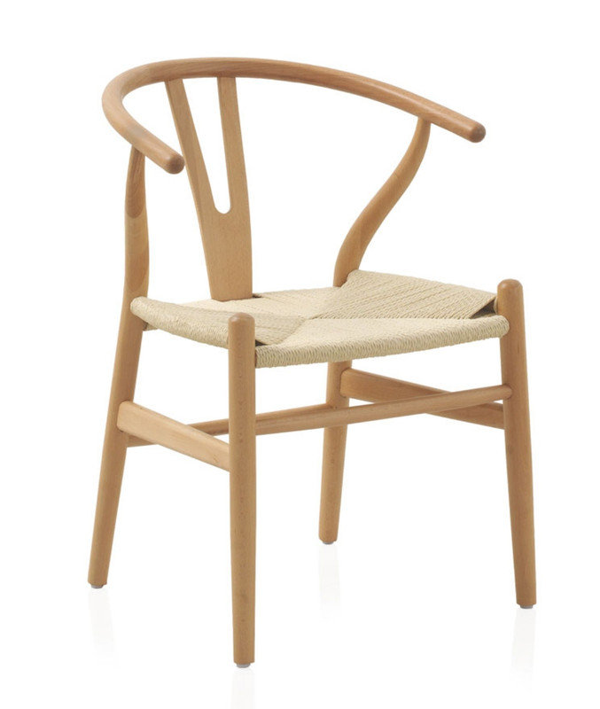 Brizendine 43cm H Solid Wood Wishbone Armchair in Natural
