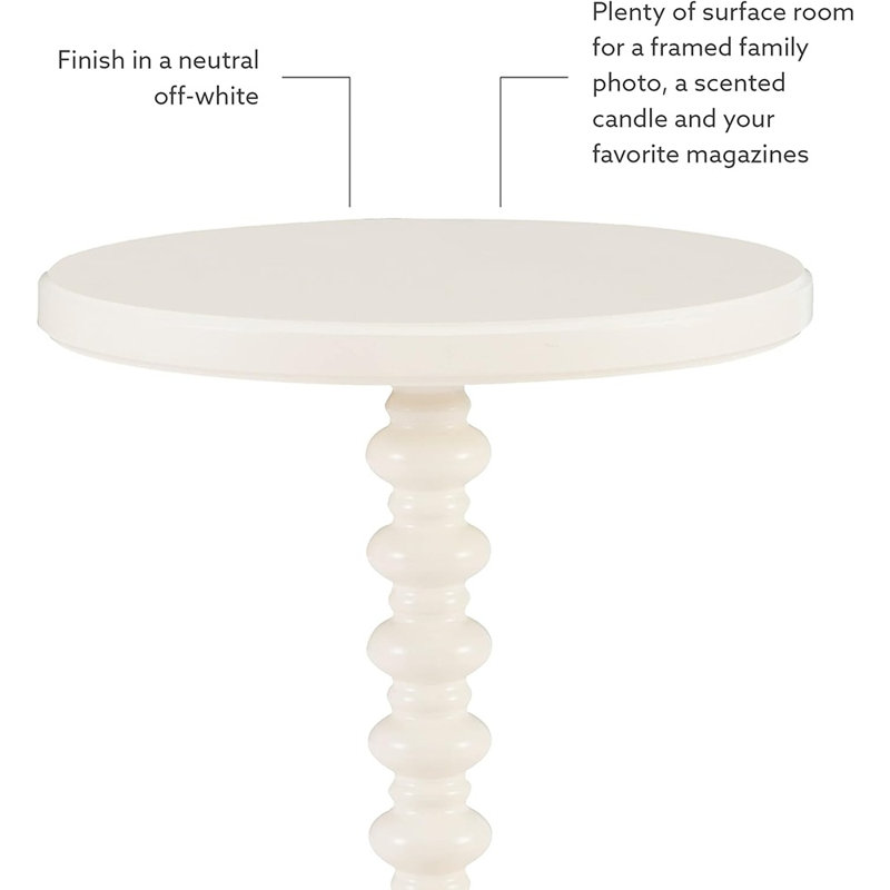 Table d'appoint ronde blanche cassée à piédestal