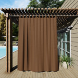 Dencho Solid  Detachable Sticky Tab Top Outdoor Curtain Single Panel