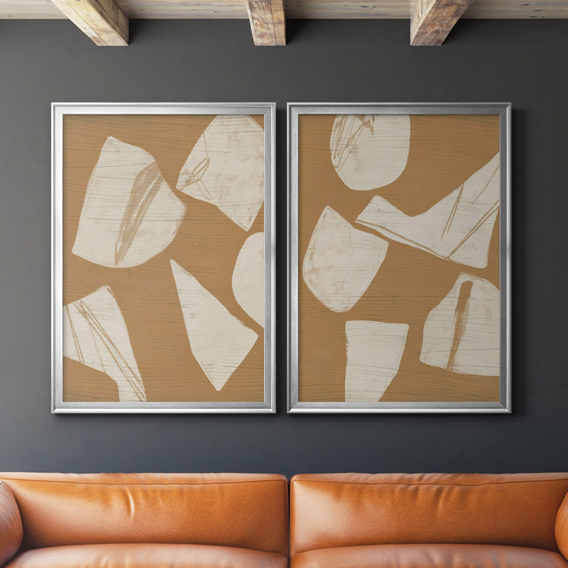 " Piecemeal I " 2 - Pieces, Silver Framed Canvas, 36.5" H x 53" W