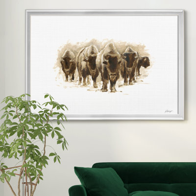 «Herd of Bison I», reproduction d'art sur toile encadrée