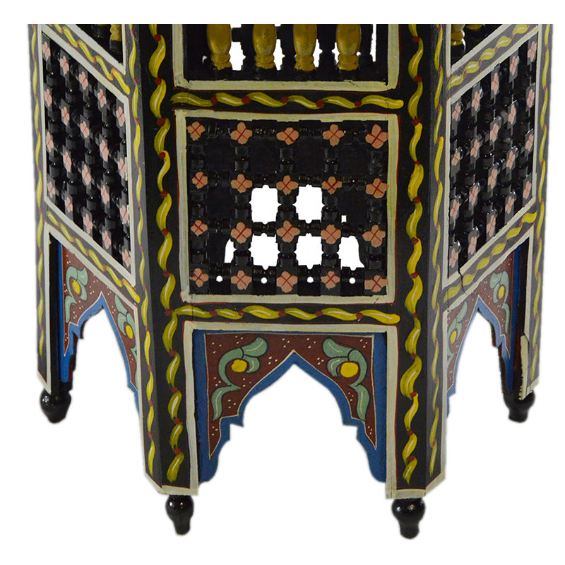 Handmade Moroccan Wood Table Moucharabi Black