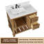 Meuble-lavabo 36 po avec lavabo Farmhouse, bois massif, 2 tiroirs, 2 portes à fermeture en douceur, tablette de rangement ouverte, comptoir et dosseret en marbre 0,79 po, brun rustique-1218096834-1218096836-1218096843