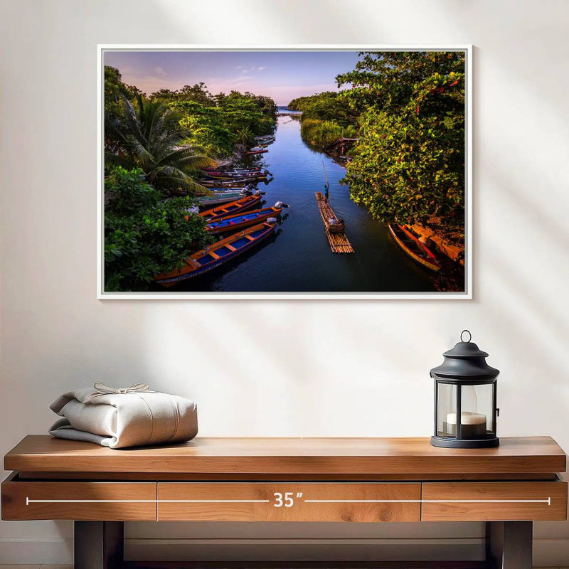 White River, bateaux et radeau, 25 po x 17 po, Cadre flottant blanc