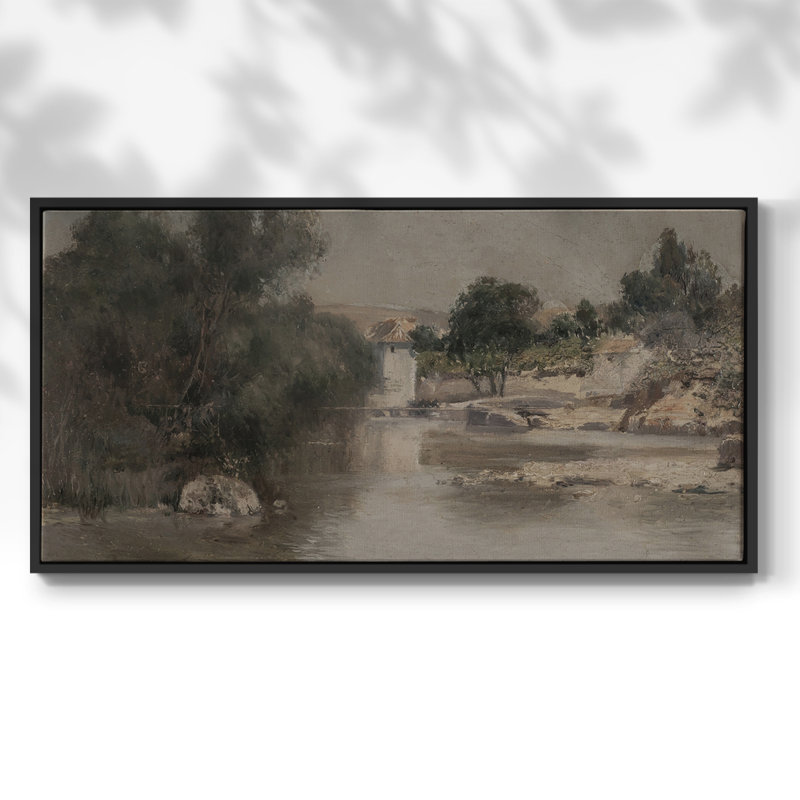 Série paysage - DCLxxi - Toile tendue avec châssis encadré - Prêt à être accroché, H 25 po x l 49 po, Noir
