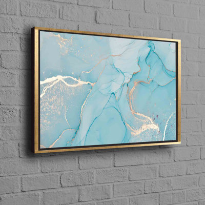 Toile d'art moderne en marbre turquoise avec affiche abstraite argentée pour décoration murale