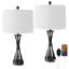  Lampe de table 24 po en métal noir moderne avec ports USB Type-C et abat-jour en lin-1970491027