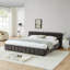 Très grande base de lit tapissier en chenille avec tête de lit et tiroirs de rangement-130078356-130078354