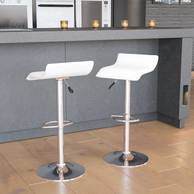 Murphy Vinyl Adjustable Height Barstool with Solid Wave Seat and Chrome Base