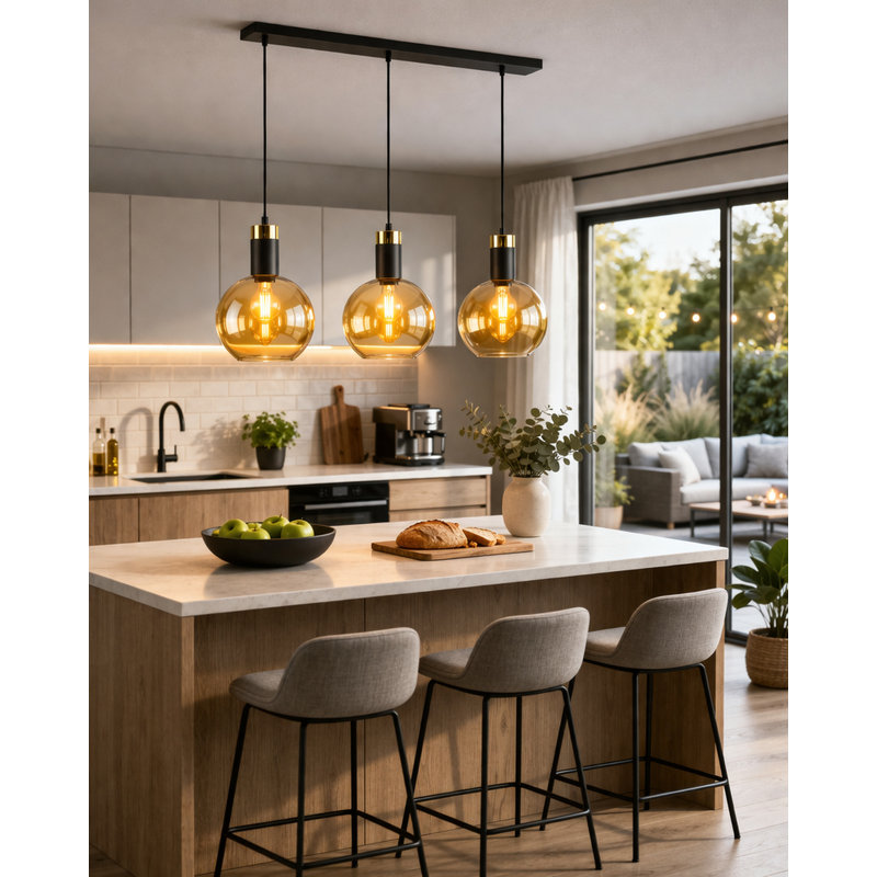 - Light Matte Black Pendant, 120cm H x 65cm W