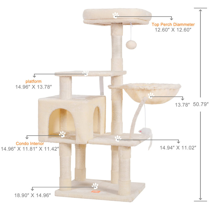 Arbre à chat Faraday, H 50,39 po x l 15,75 po x L 19,69 po, Beige