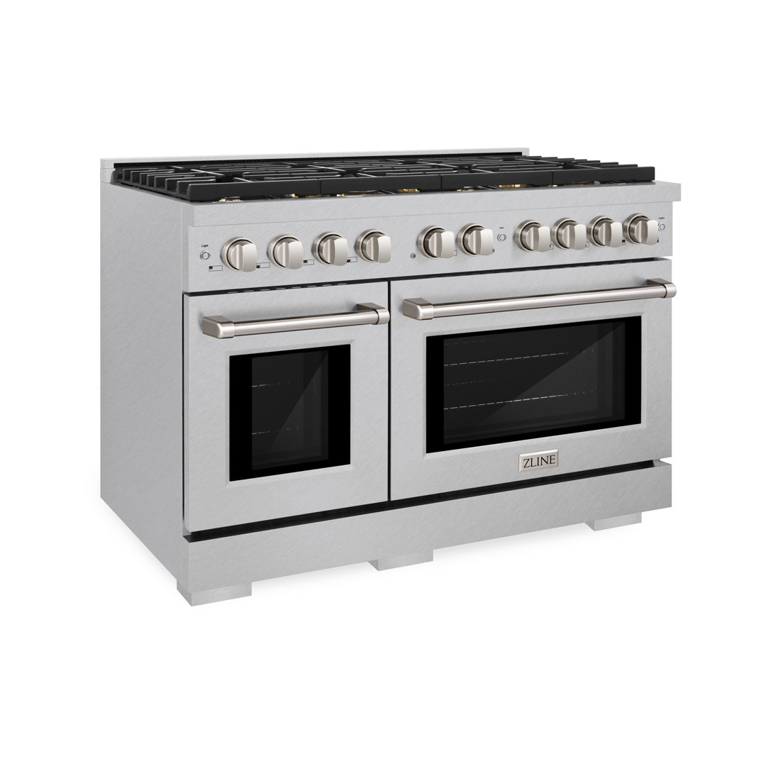 ZLINE 48 in. Paramount Double Oven Dual Fuel Satin Steel Range w/ 8 Brass Burners ZLINE