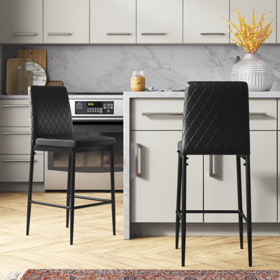 Waldman Upholstered Counter Stool with Metal Frame