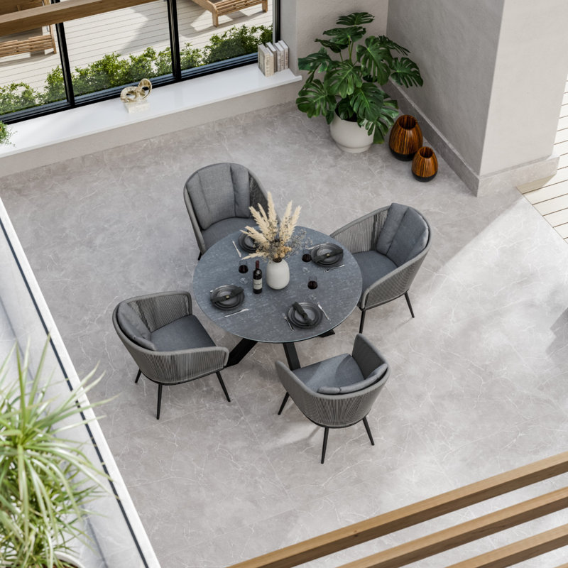 Aspen 120cm Round Dining set with rope chairs 
