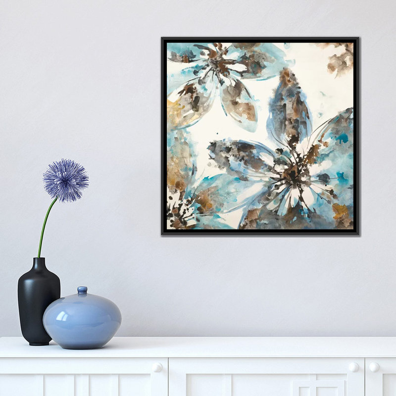 « floral forms », reproduction sur toile, H 18 po x l 18 po x P 1,5 po, Toile avec cadre noir