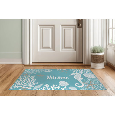Coral & Seahorse Welcome Indoor Doormat