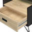Table d'appoint de style industriel avec rangement intégré - Hauteur 48 cm, structure en bois synthétique noir, piètement en métal noir