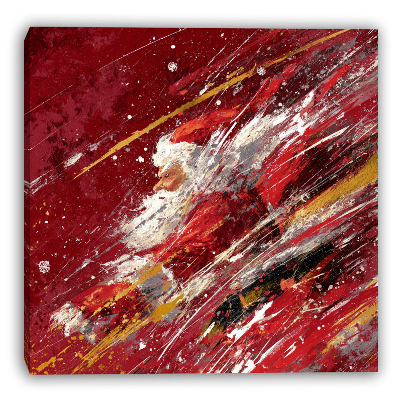 «Santa in Red Motion», art mural sur toile tendue, H 20 po x l 20 po