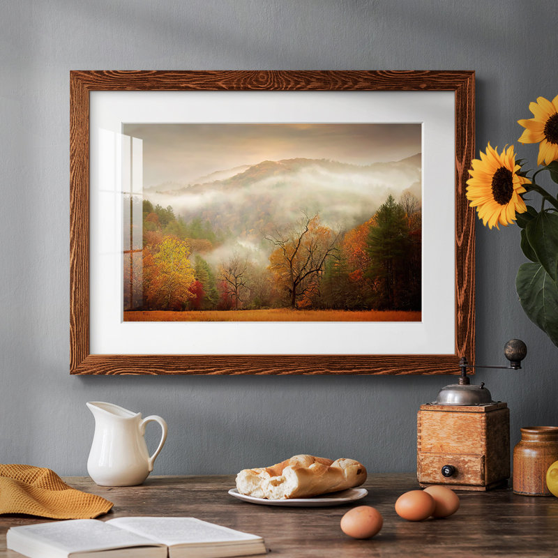 Étude de photographie brume d'automne, H 18 po x l 26 po x P 1,5 po, Érable