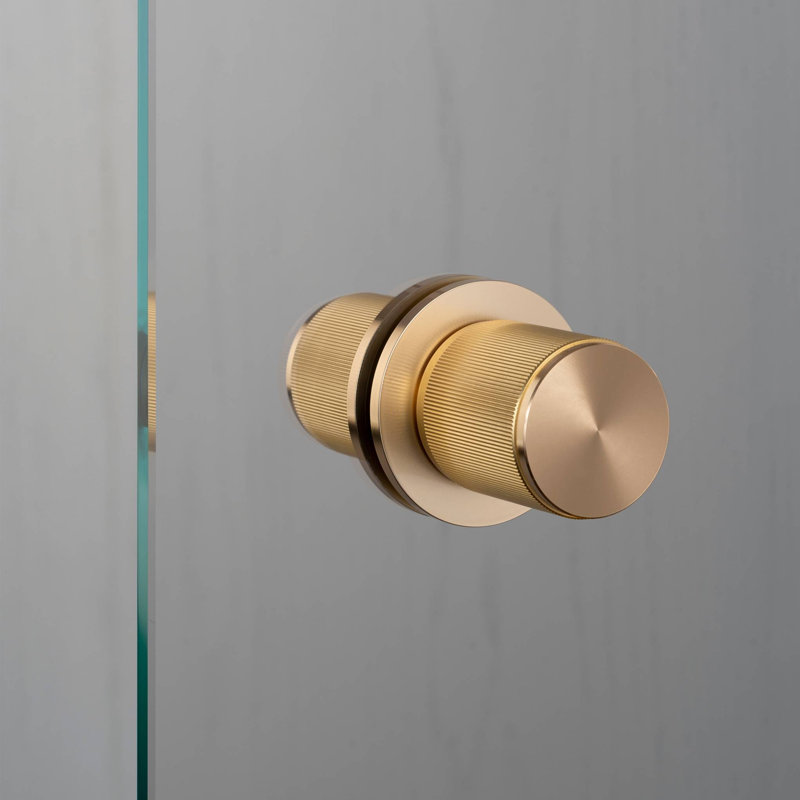 Cylindrical Knob with Round Rosette, Brass